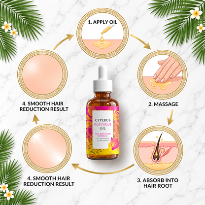 Hair Removal Oil with Natural Ingredients - Cyperus Rotundus Oil for Silky Skin