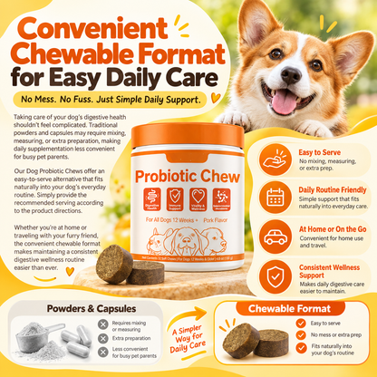 Dog Probiotic Chews – Daily Digestive, Gut & Immune Support