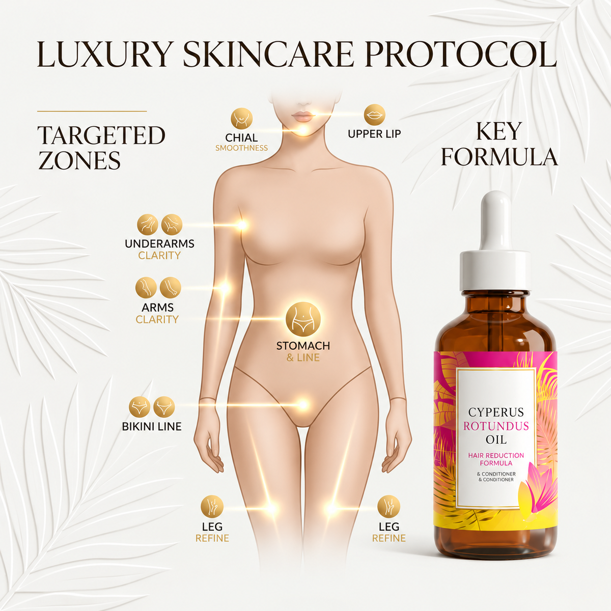 Hair Removal Oil with Natural Ingredients - Cyperus Rotundus Oil for Silky Skin
