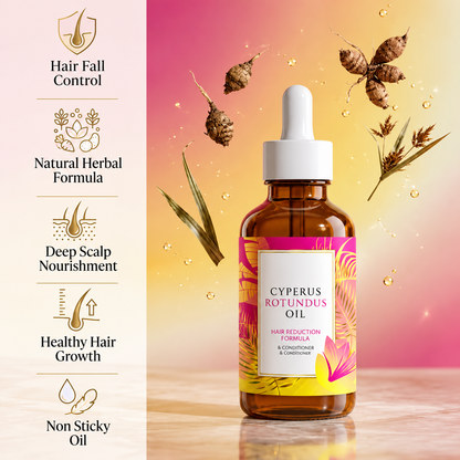 Hair Removal Oil with Natural Ingredients - Cyperus Rotundus Oil for Silky Skin